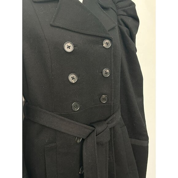 Bird by Juicy Couture Black Wool/Cashmere Puff Shoulder Double Breasted Coat S - Picture 3 of 12